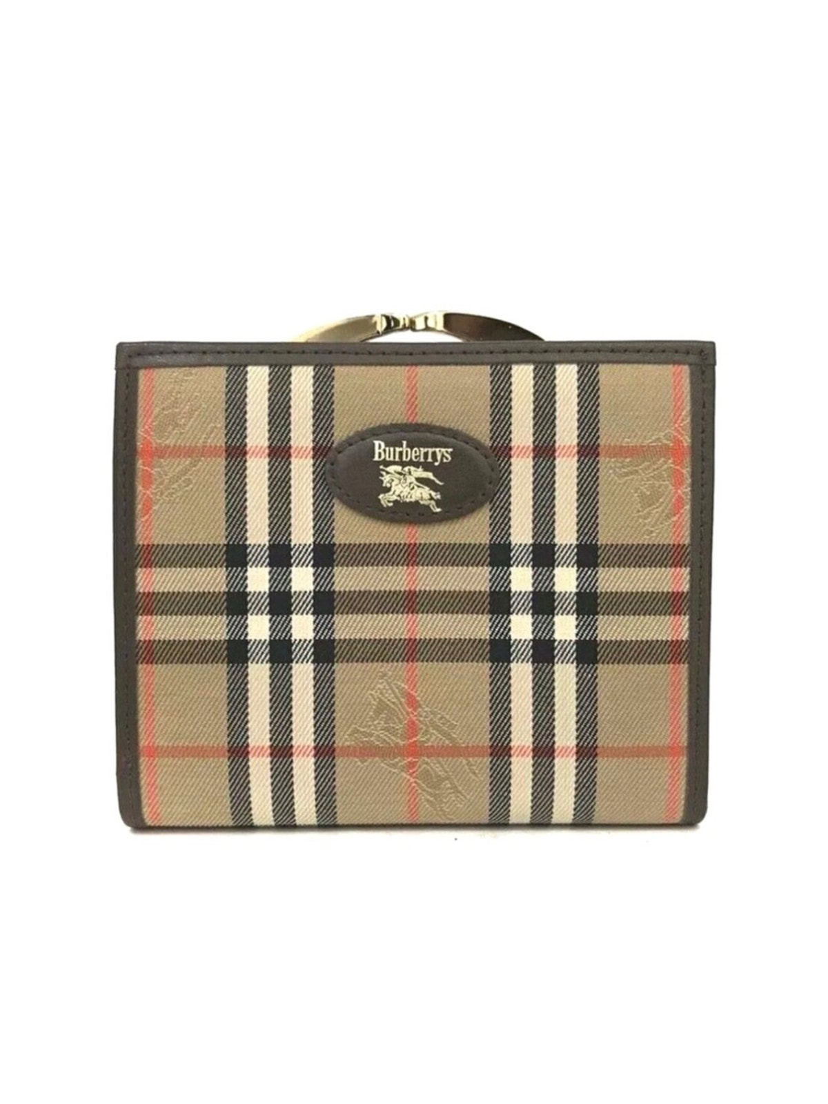 Authentic Burberrys Vintage Check Leather Bifold Compact Kisslock Wallet